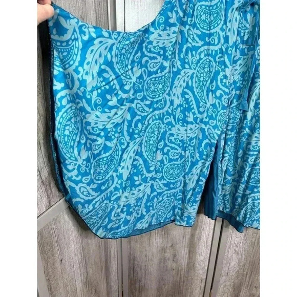 Purple Moon Pants Womens Small Paisley Print Blue Wide Leg High Rise Tulip Hem - Picture 5 of 8